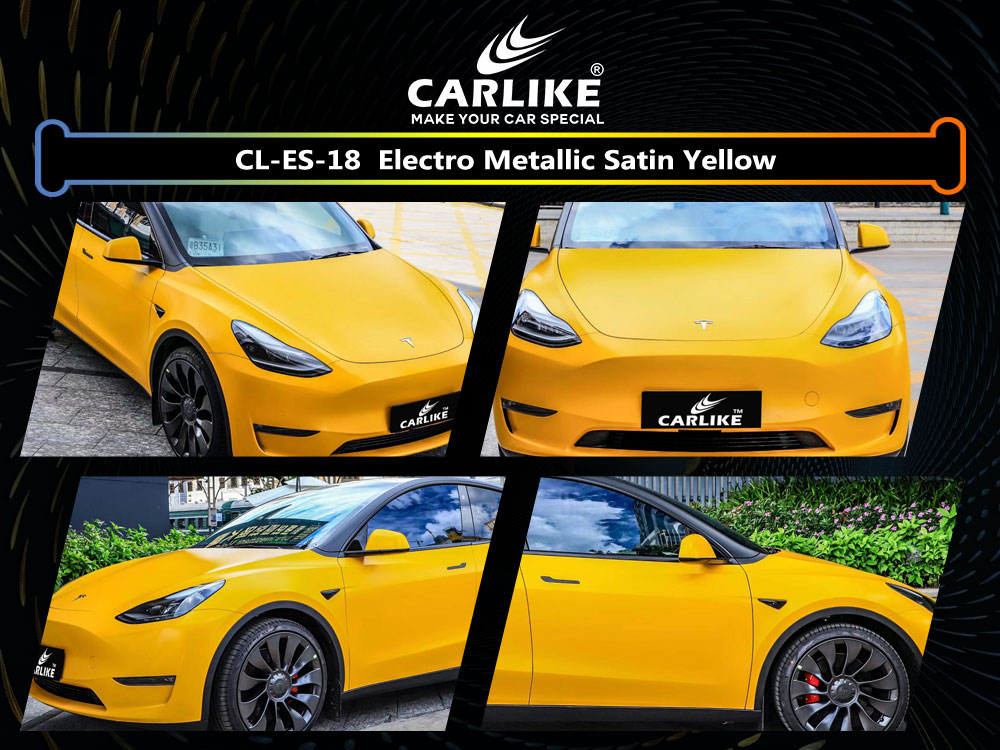 CL-ES-18 Electro Metallic Satin Yellow Vinyl For Tesla Car Wrap Factory Supplier