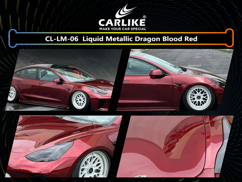 CL-LM-06 Liquid Metallic Dragon Blood Red Vinyl For Tesla Car Wrap Factory Supplier
