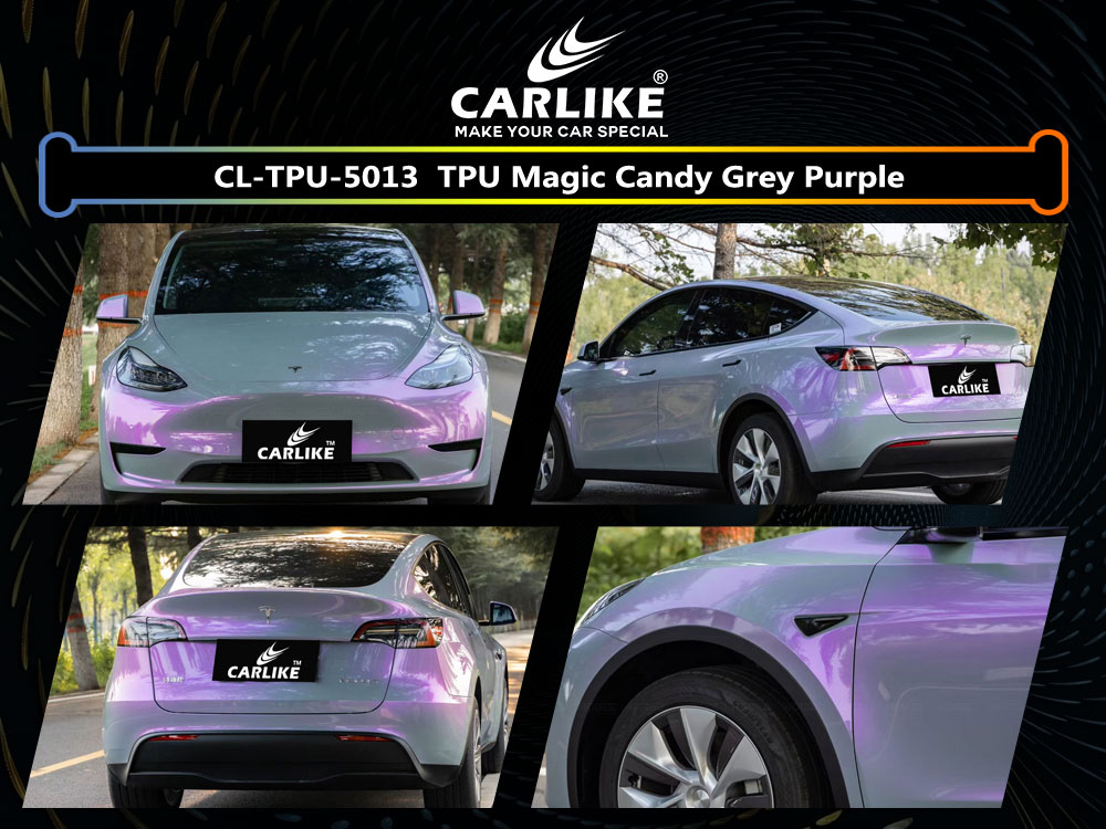 CL-TPU-5013 TPU Magic Candy Grey Purple Vinyl For Tesla Car Wrap Factory Supplier