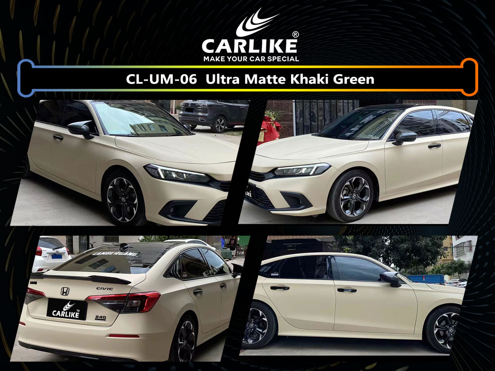 CL-UM-06 Ultra Matte Khaki Green Vinyl For Civic Car Wrap Factory Supplier